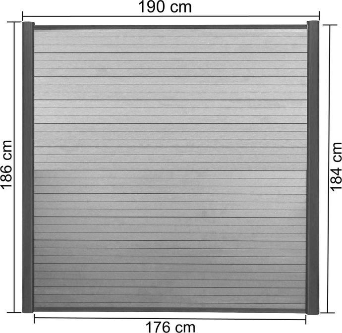 Immagine prodotto Swisshandel24 Paravento in WPC Sarthe, recinzione frangivento, pali in alluminio Set di 2, 3,75 m grigio (7.50 cm)