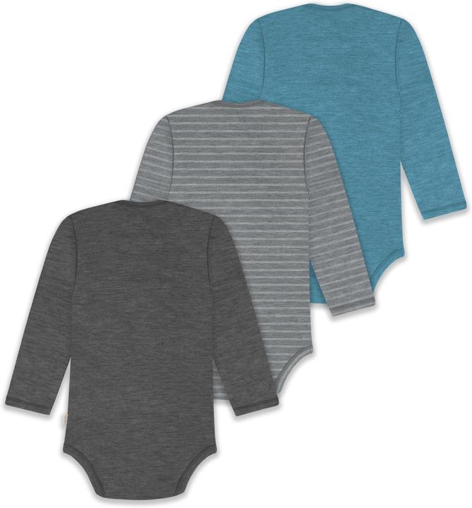 Actual product image Normani 3-pack baby merino bodysuit long sleeve "Auckland" - 9383 (74)