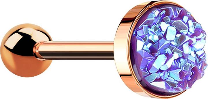 Image du produit Star Piercing Micro Barbell rosegold mit Druse Stein violett (sans laiton, Acier chirurgical 316L)