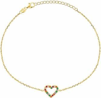 Brilio Silver - Charming gold plated heart bracelet BRC39YRBW