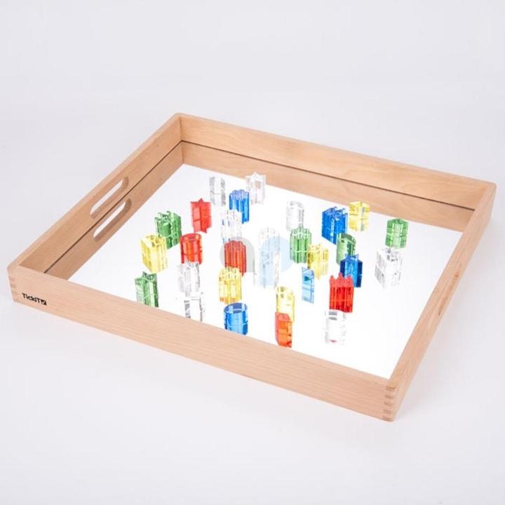 Actual product image TickiT Wooden tray box with mirror base (French, German, English, Italian)