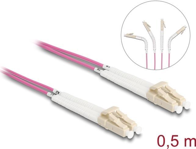 Actual product image Delock Fibre optic cable LC-D > LC-D multimode OM4 angled 0.5m (S/UTP, CAT8.2, 0.50 m)