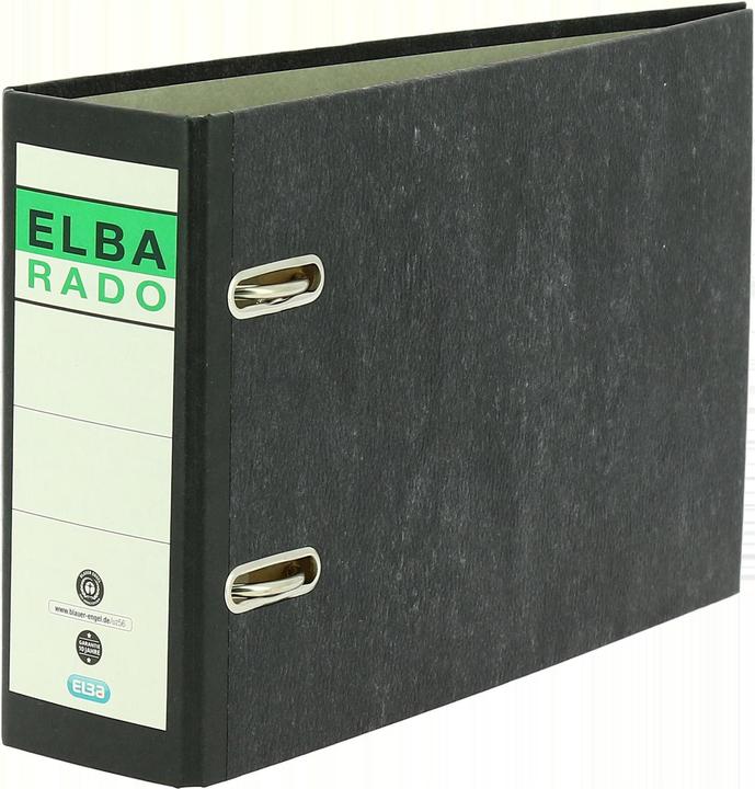 Produktbild Elba Ordner rado DIN A5 quer, Rückenbreite: 75 mm, schwarz Einband mit Wolkenmarmor-Papier überzogen, gek