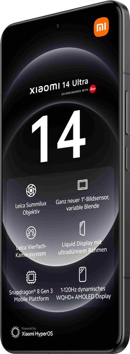 Productafbeelding Xiaomi 14 Ultra 512 GB, 16 GB RAM, zwart (512 GB, Black, 6.73", Dubbele SIM, 50 Mpx, 5G)