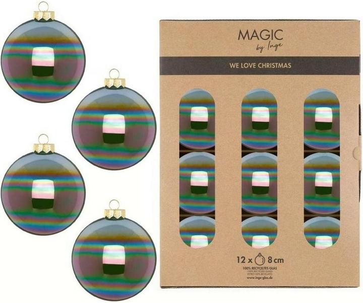 Inge’s Glas Christmas Decor Weihnachtskugel Dazzling 12 Stück, Olivgrün (12 -teilig)
