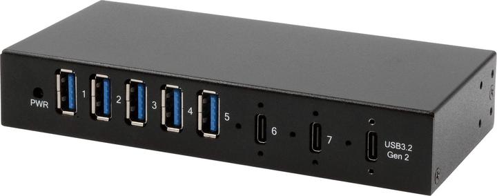 Actual product image Exsys Industrial USB 3.2 Gen 2x1 Hub 7-Port (USB-C, 7 Ports)