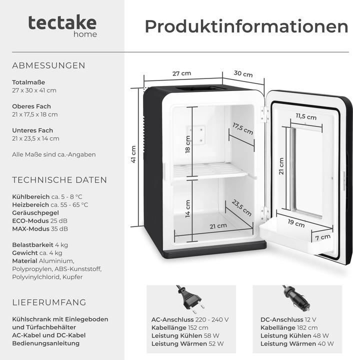 Produktbild tectake Tragbarer Mini-Kühlschrank (14 l)