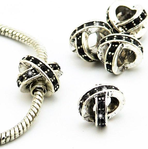 Immagine prodotto Hermex X - Perlina placcata argento 925 con strass - Nero argentato (Lega metallica)