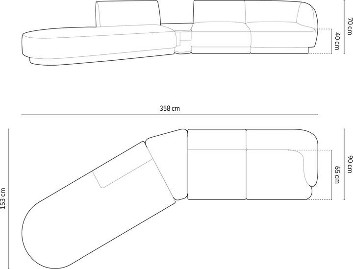 Image du produit Micadoni Canapé Modulable Gauche, "Miley", 4 Places, 358x153x70Fabriqué en Europe (2 places, 3 places, 4 places)