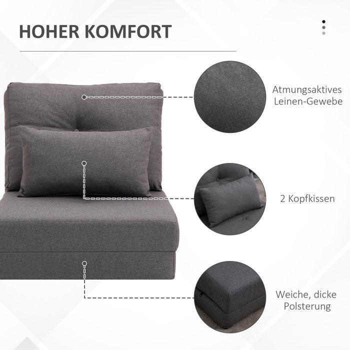 Produktbild Swisshandel24 Bodensessel 2in1 Klappbett, verstellbare Rückenlehne, Zierkissen, Leinen
