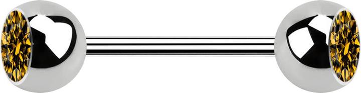 Produktbild Star Piercing Micro Barbell silber mit zwei Kugeln und Kristall topaz (Chirurgenstahl 316L)