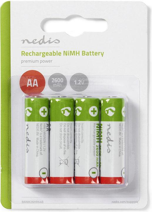 Produktbild Nedis Wiederaufladbare Batterie AA NI-MH 1.2 V 2600 mAh 4 Stück (4 Stk., AA, 2600 mAh)