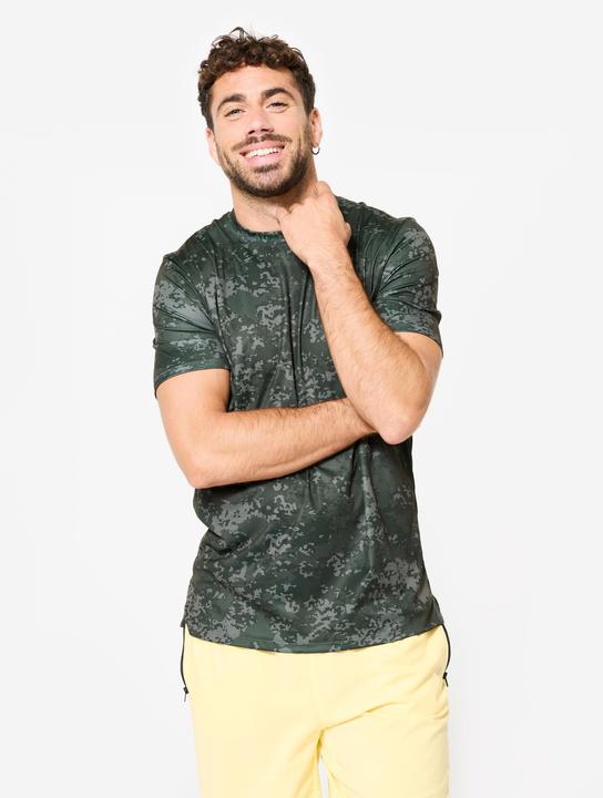 Domyos T-Shirt Herren Rundhalsausschnitt atmungsaktiv - khaki
