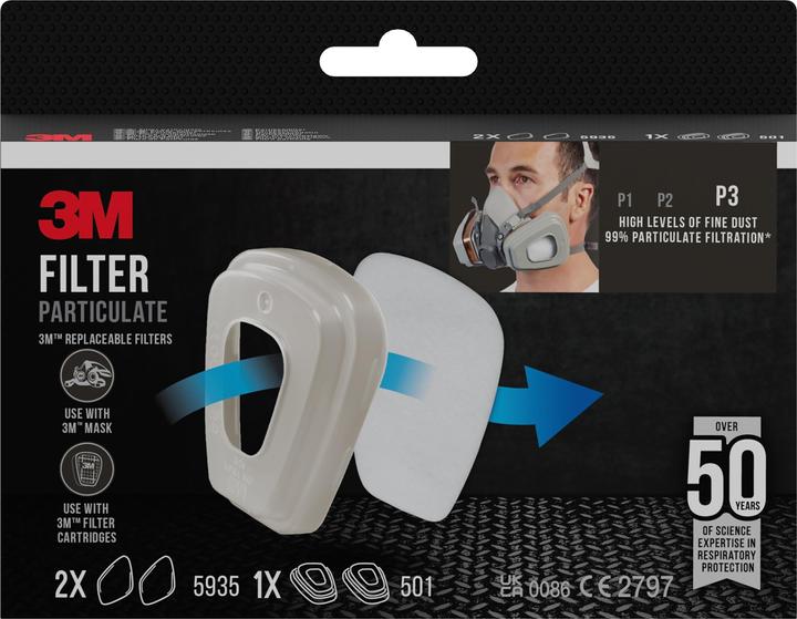 Immagine prodotto 3M Filtro antiparticolato per le serie 6000 e 6500 (Filtro di ricambio per respiratore)
