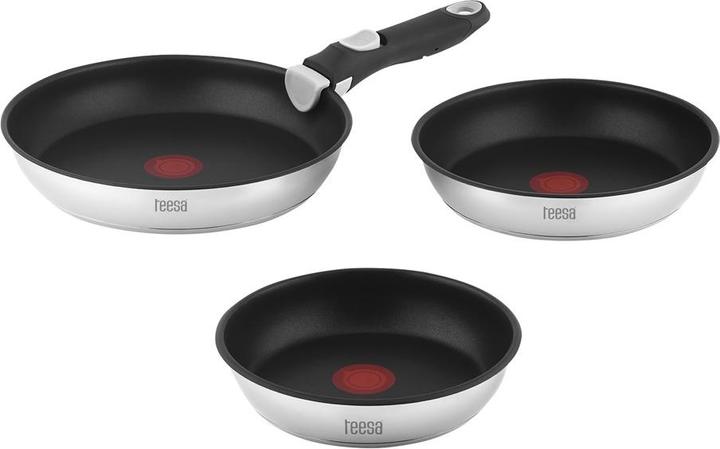 Produktbild Teesa Bratpfannen-Set mit abnehmbarem Griff 22cm 24cm 28 cm BRATPFANNEN EINHAND (Bratpfanne)