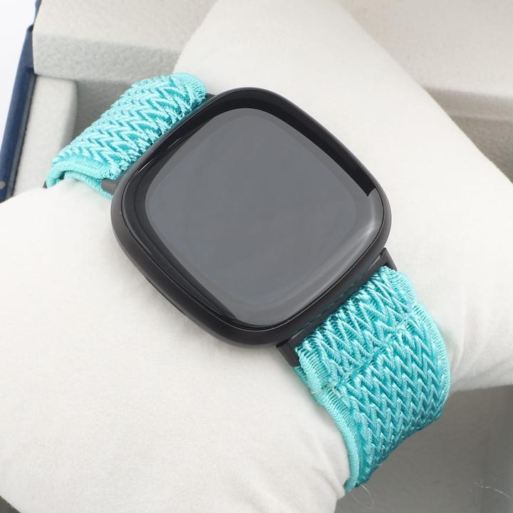Actual product image Cover-Discount Fitbit Versa 4 / Sense 2 - Nylon Replacement Bracelet light blue (Nylon, Versa 3, Sense)