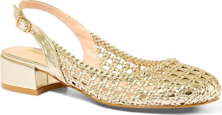 Actual product image Joe Browns Woven Metallic Block Heel Sling Back Shoes (39)