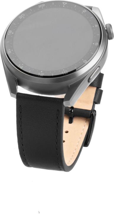 Actual product image Fixed AEgte laederrem til Smartwatch Universal 22 mm Sort