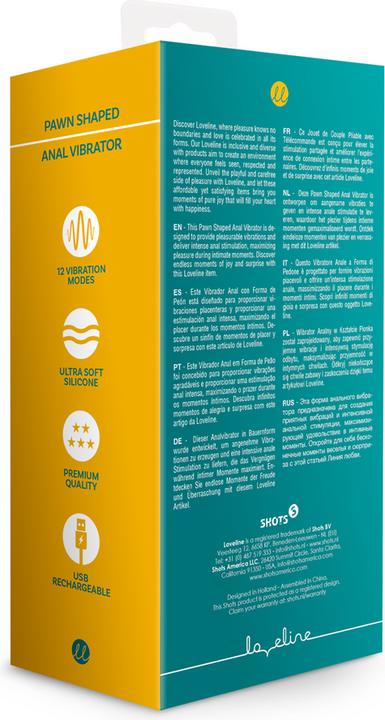 Actual product image Shots Pawn Shaped Anal Vibrator - Peacock Plume