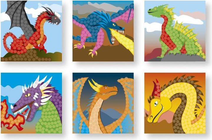 Actual product image PlayMais Mosaic cards for decorating fantasy dragons