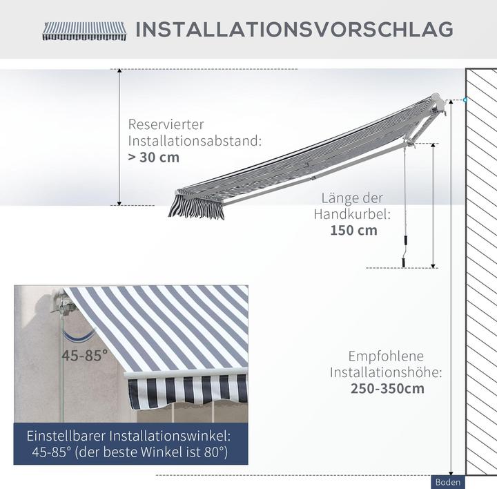 Actual product image Outsunny Garden awning with folding arm (2.95 m)