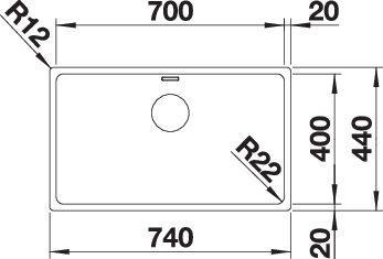 Actual product image Blanco Andano 700-IF (Top-mounted sink, 74 cm, 44 cm)