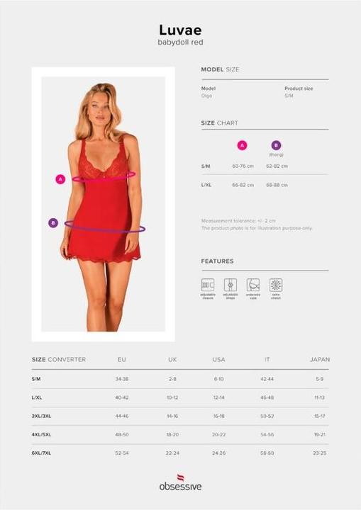 Actual product image Obsessive Luvae Babydoll & Thong Red L/Xl (XL)