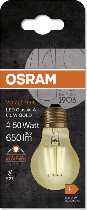 Actual product image Osram Vintage 1906 (E27, 6.50 W, 725 lm, 1 x, F)
