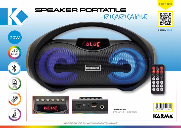 Produktbild Karma HQ-Power HQSA1042 - Bluetooth Speaker 2 x 8 W - AKTIE! (Akkubetrieb)
