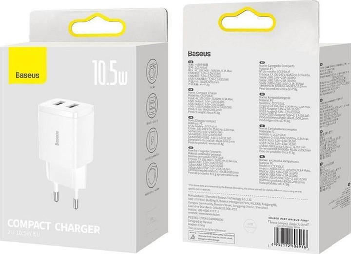 Produktbild Baseus Compact Charger 2U 10.5W EU White (10.50 W)