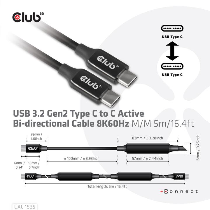 Actual product image Club 3D C - C (5.50 m, USB 3.2 Gen 2)