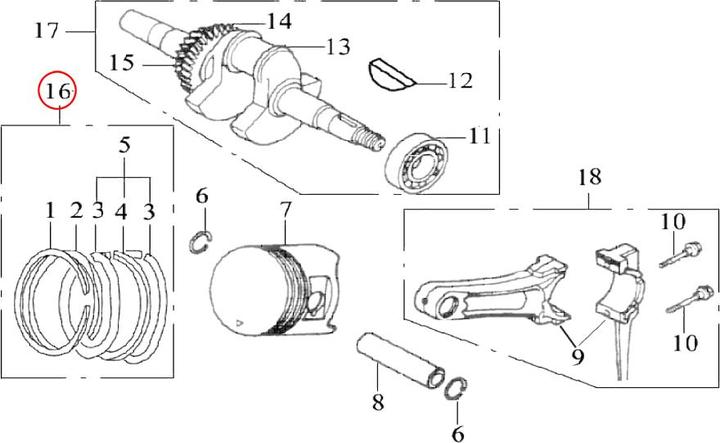 Produktbild Wiltec Benzinmotor 13 PS Ersatzteil Dichtungssatz Kolbenring Dichtungen Kolben Motor (Gartenmaschinen Ersatzteile)