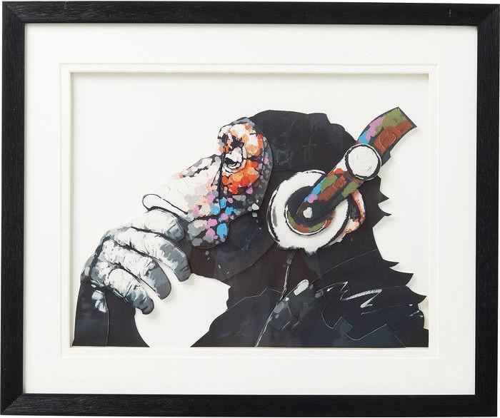 Image du produit Kare Design Tableau Frame Art Monkey Musik 60x50cm