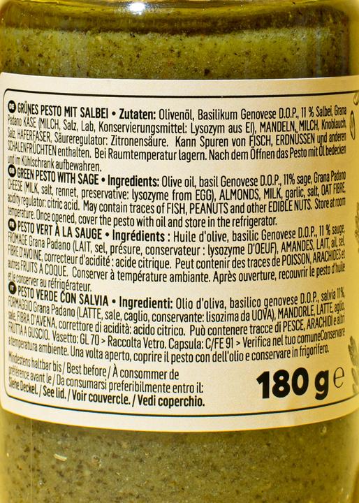 Nutritional values and ingredients KoRo Green pesto with sage (180 g)