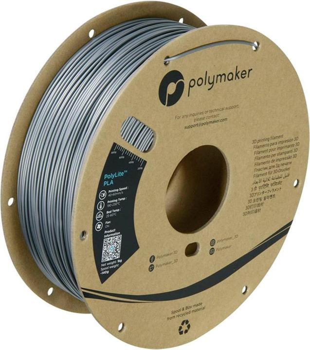 Actual product image Polymaker PolyLite PLA (PLA, 1.75 mm, 1000 g, Grey)