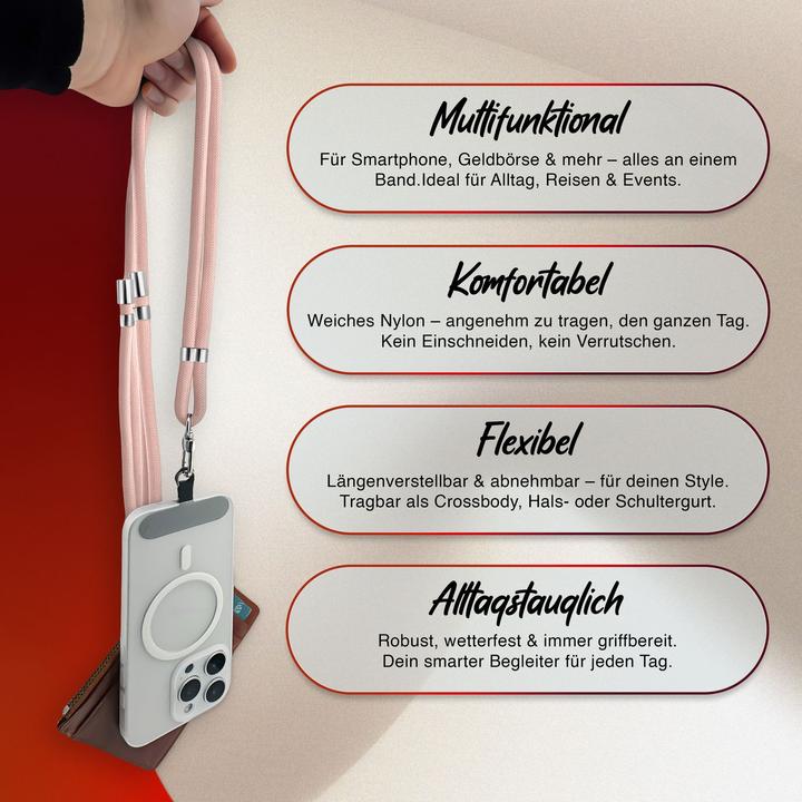 Actual product image Nalia HoldMe Lanyard Handykette – Universal Trageband für Smartphones - Verstellbar, Soft & Elastisch