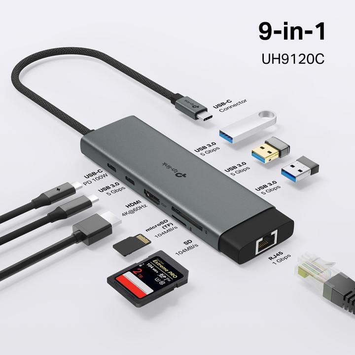 Produktbild TP-Link USB Hub USB Type-C 6-Port Hub UH9120C (USB-C, 9 Ports)