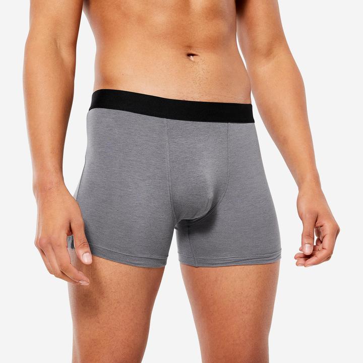 Immagine prodotto Domyos Boxer da uomo in cotone confezione da 3 pezzi - nero/grigio/blu (XXL, confezione da 3)