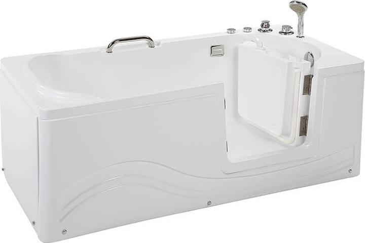 Image du produit Home Deluxe Baignoire pour personnes âgées avec buses de massage porte et poignée AUTARK M (droite) - (76 cm, 153 cm)