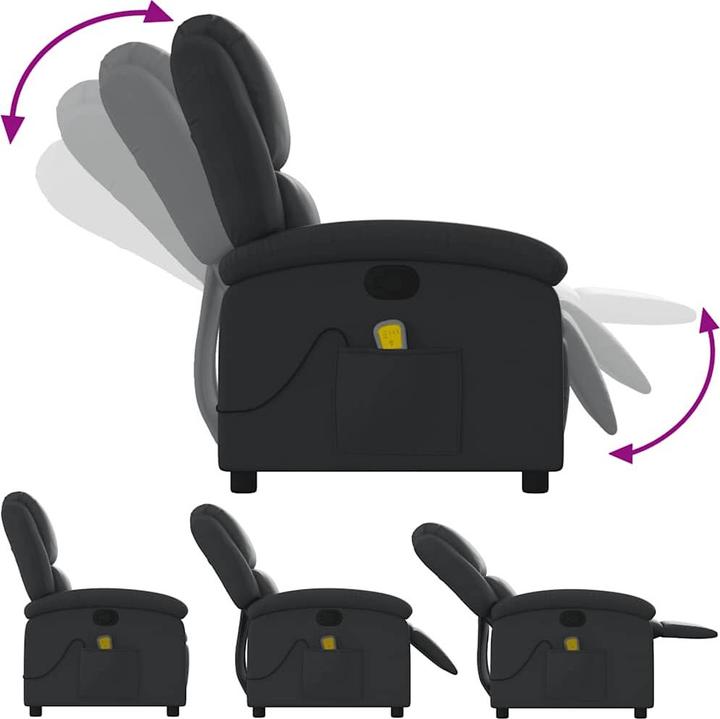 Produktbild VidaXL Massagesessel Schwarz Echtleder,Farbe: Schwarz,Material