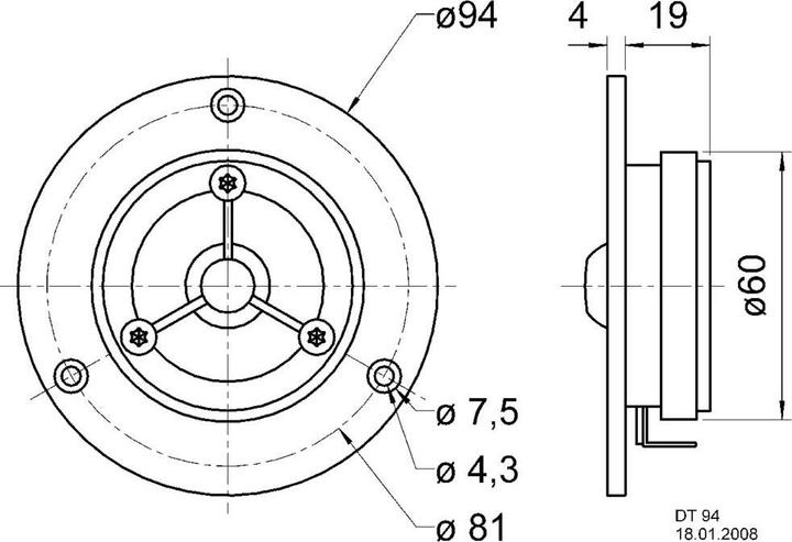 Image du produit Visaton Tweeter à dôme HiFi DT 94, 4 Ohm