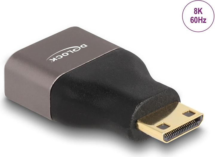 Actual product image Delock HDMI adapter Mini-C plug to A socket 8K 60 Hz grey metal (Mini HDMI, HDMI, 3.50 cm)