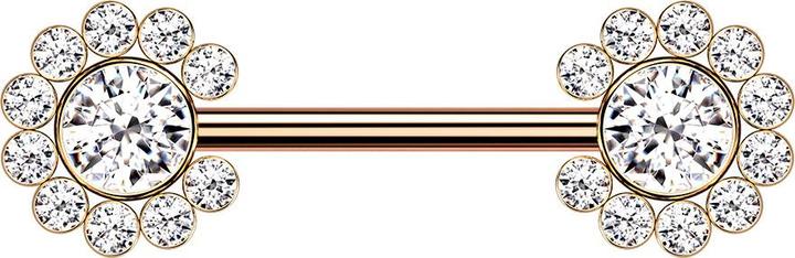 Produktbild Star Piercing Threadless Barbell rosegold Sonne mit Kristallen silber (Chirurgenstahl 316L, ohne Messing)