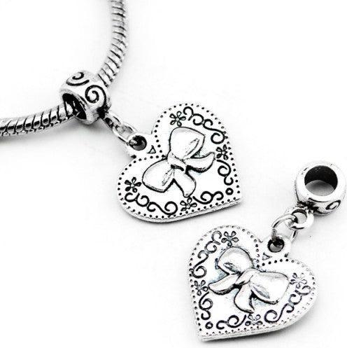 Hermex Herz love Charm Anhänger für Armband - Silbrig (Silber)