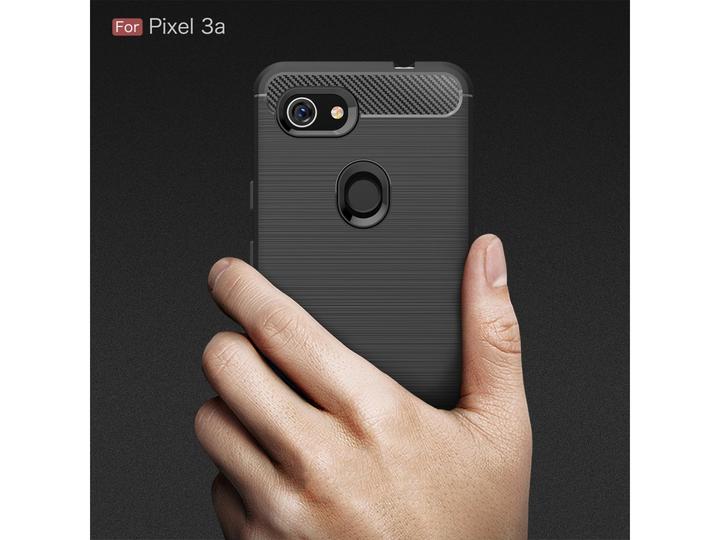Actual product image Screenguard Google Pixel 3a Cover Carbon Brushed Soft TPU (Google Pixel 3a)