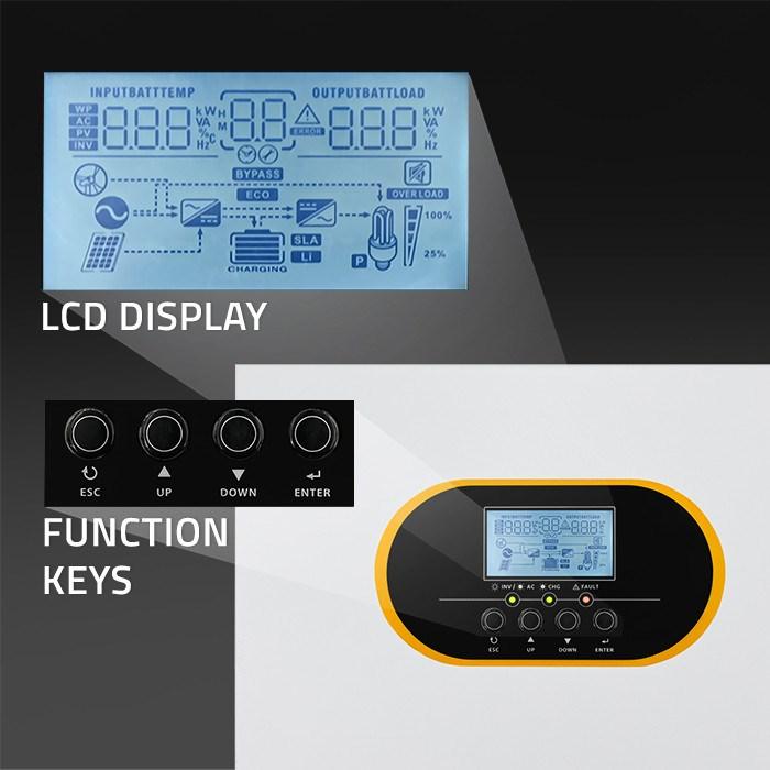 Produktbild Qoltec 3 5 kVA netzunabhängiger Hybrid-Solarwechselrichter | 3 5 kW | 100 A | MPPT | LCD-Anzeige | B