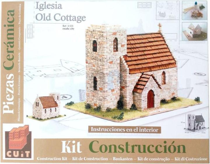 Actual product image Block Cuit. 3D Ceramic Model Kit - Old English Cottage Church (26 x 14 x 22 cm)