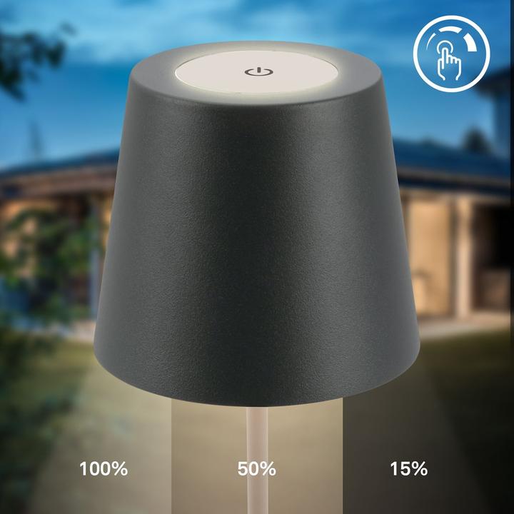 Produktbild B.K.Licht LED Akku Tischleuchte, IP44, 2,5W, anthrazit