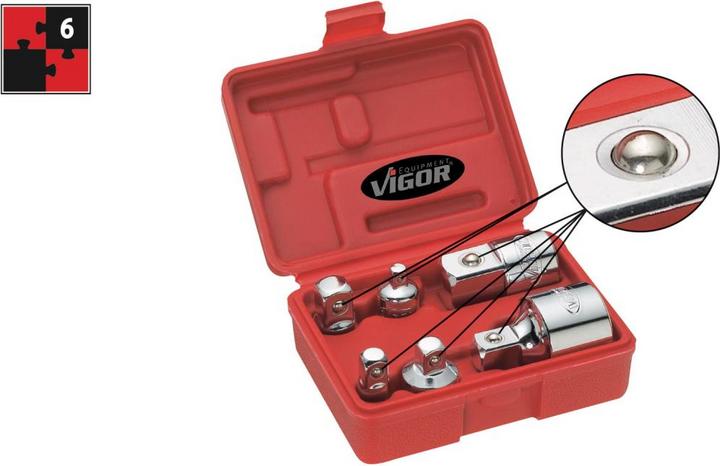 Produktbild Vigor Adapter Satz ∙ V1293 ∙ Vierkant6,3 mm (1/4 Zoll), Vierkant10 mm (3/8 Zoll), Vierkant12,5 mm (…