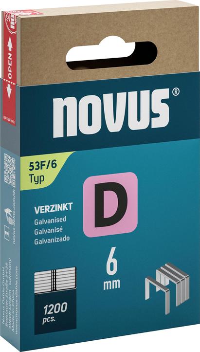 Immagine prodotto Novus Graffette a filo piatto D tipo 53 F 6mm 1200 pz. 042-0788 Dimensioni (L x L) 6